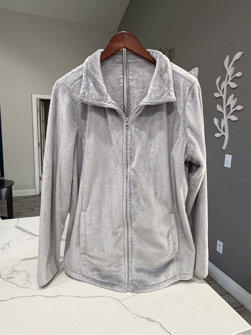Made for life Light Gray Plush Zip-Up Jacket